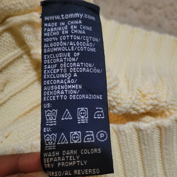 Tommy Hilfiger Size XL Butter Yellow Fisherman Preppy Cable Knit sweater - Picture 5 of 6